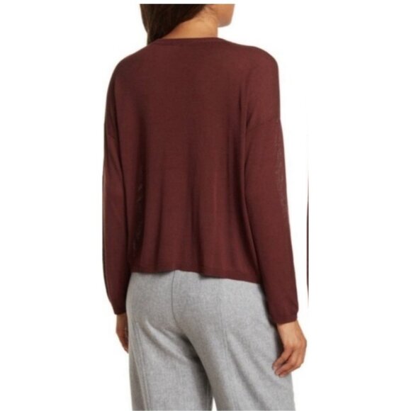 Eileen Fisher Tencel Knit Boxy Size Large Long Sleeve Crewneck Top NWT Light Wei - Picture 2 of 9